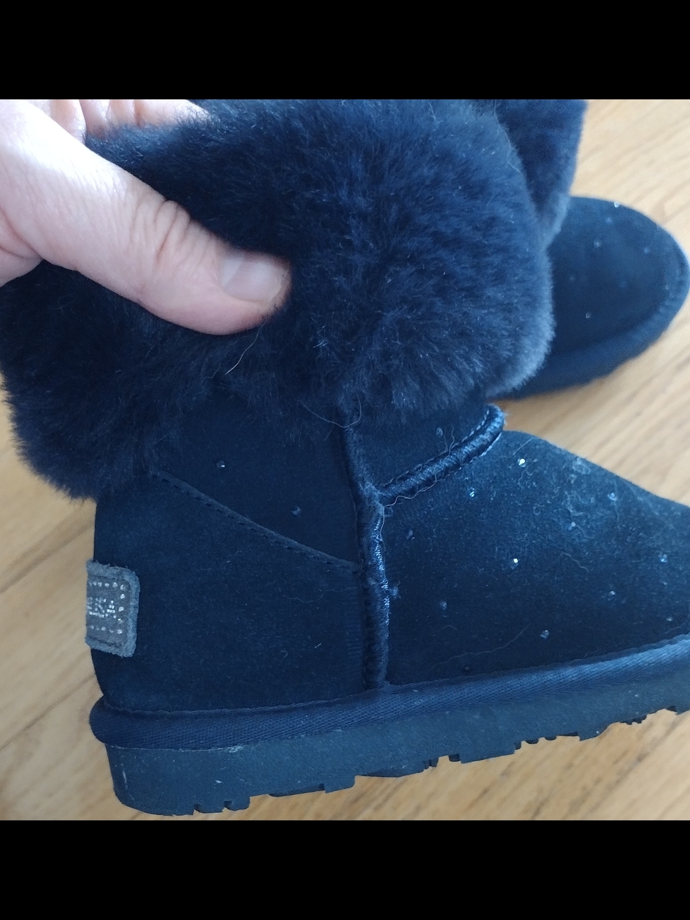 Kids Monnalisa Crusted Leather with Plush Inner Navy Blue Winter Boots